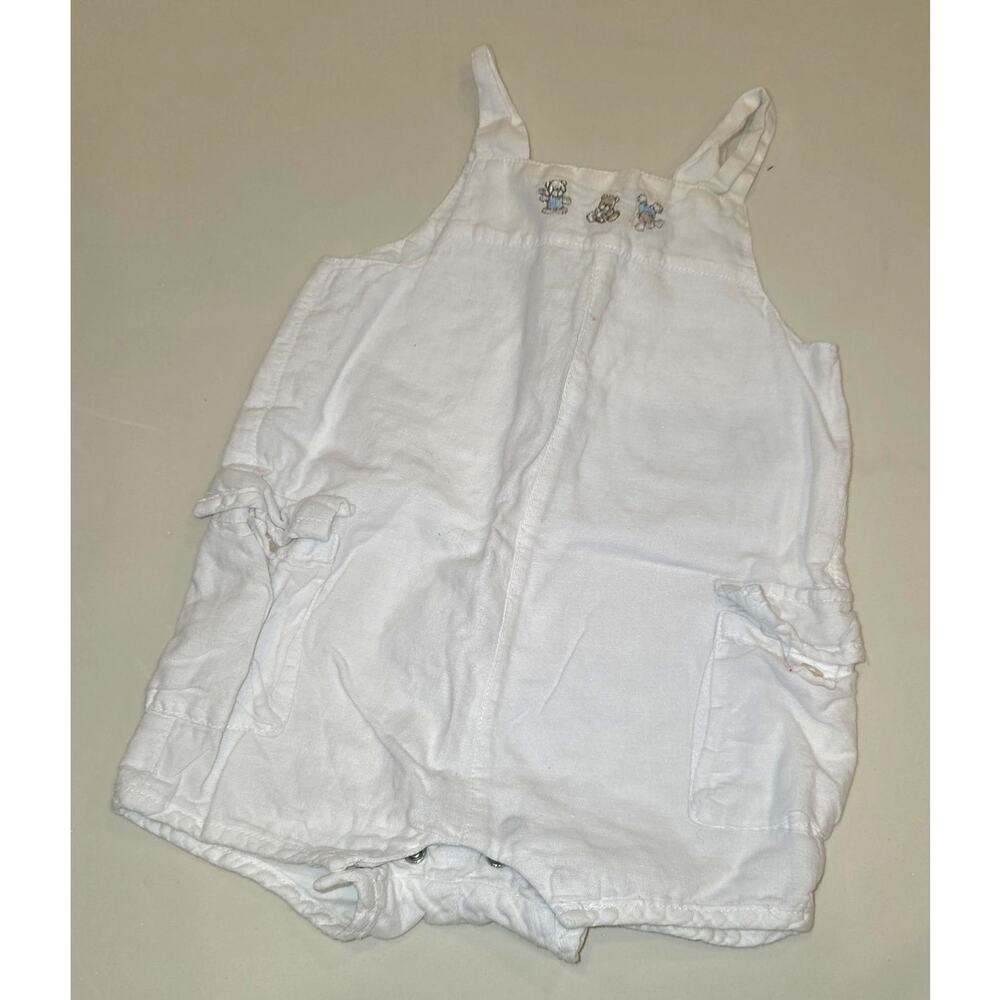 Vintage the Children's Place white, linen overalls‎ sz 3-6mo